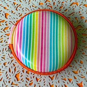 NWT Rainbow Stripe Brightly Designed Tech EarBud Zipper Travel Storage M…